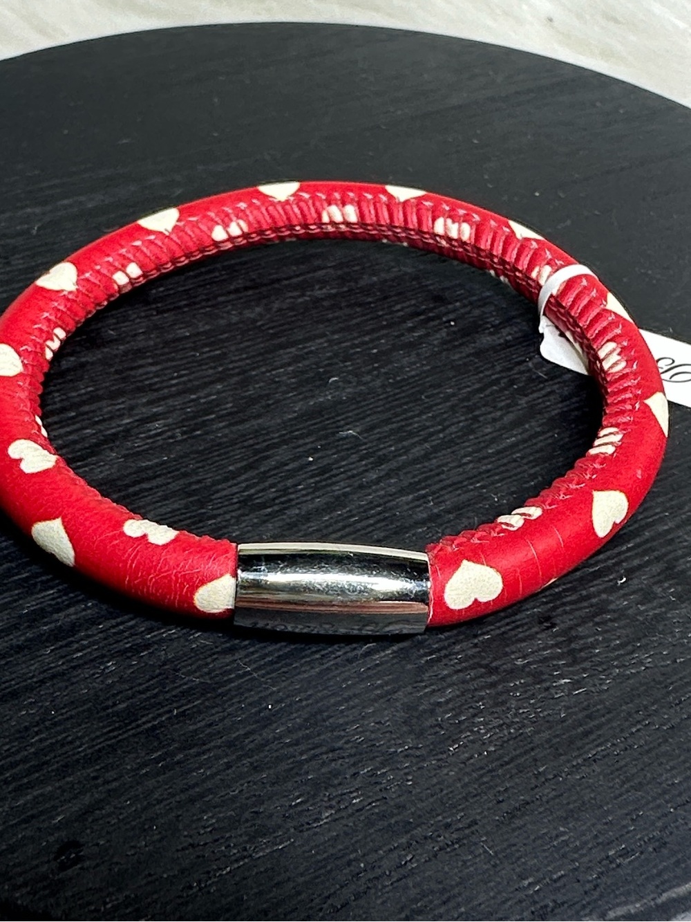Brighton charm bracelet silver Red with white hearts magnetic New!